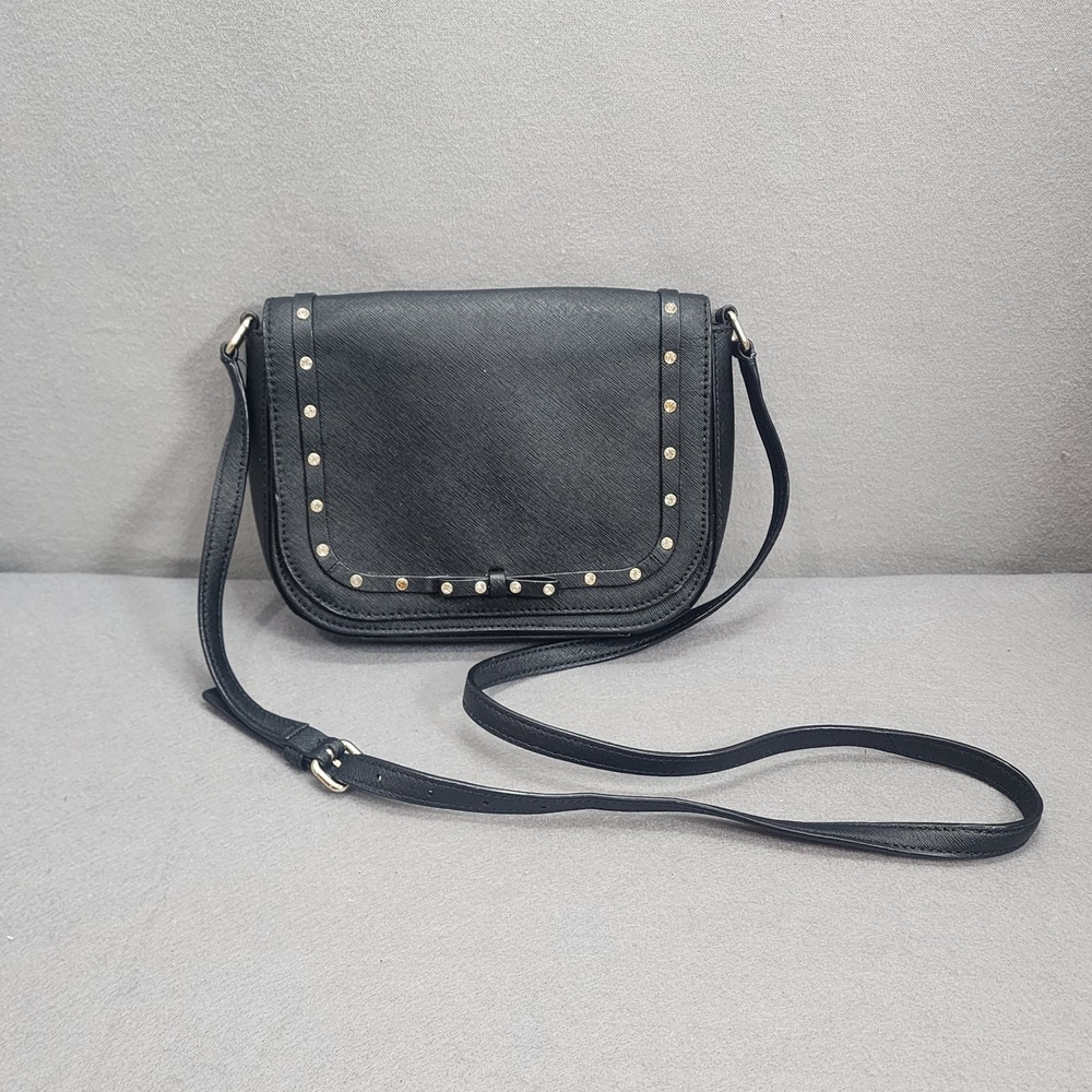 Kate Spade Crossbody Bag Black Crystal Studded Bow Saffiano Leather Women Small